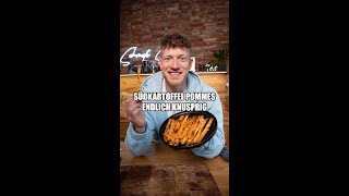 So bekommst du Süßkartoffel Pommes im Ofen KNUSPRIG hin 🤩👌🏼 einfacherezepte diät abnehmen [upl. by Lasko946]