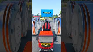 Colored Trucks amp School Bus vs Crushers  BeamNGDrive beamngdrive beamng truck bus car shorts [upl. by Nolur134]