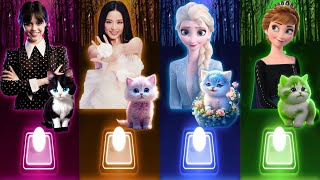 Cute Cats Dance  Wednesday Bloody Mary  Jisoo Flower  Elsa Enemy  Anna Dancin  Tiles Hop Songs [upl. by Lupe]