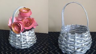 How To Make Newspaper Basket  paper craft ideas  parul pawar [upl. by Nivar]