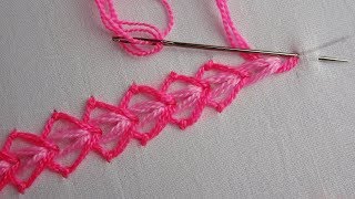 basic hand embroidery tutorial double chain stitch variation [upl. by Tnafni484]