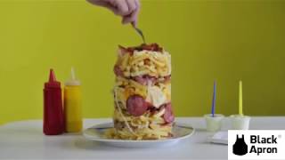 Torre de batatas intercala fritas coração calabresa frango bacon lombo e queijo [upl. by Annahs]