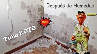 Cómo REPARAR la PINTURA de una PARED HÚMEDA caso GRAVE rotura de tubería ESTUCO Y PINTURA [upl. by Carlstrom981]