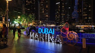 Dubai 2hrs walk Explore quotNightlifequot in DUBAI MARINA DISTRICT 120123 4KUHD [upl. by Sirrad]