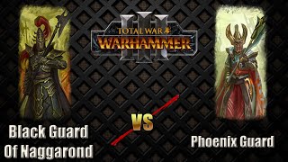 Phoenix Guard Vs Black Guard of Naggarond  Total War Warhammer 3 [upl. by Arihat590]