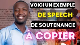 comment réussir la présentation de speech de soutenance en 5 minutes EXEMPLE À COPIER [upl. by Ankney572]