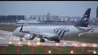 Alitalia quotEmbraer 190quot takeoff fromquotLondon City airportquot runway 09 [upl. by Badr]