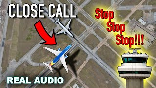 CLOSE CALL between LandingDeparting aircrafts REAL ATC [upl. by Leroj]