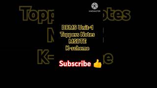 DBMS Toppers Notes Unit1 MSBTE kschemeSemester  3 shortsfeed msbtenew viralvideo youtubesh [upl. by Xilef691]