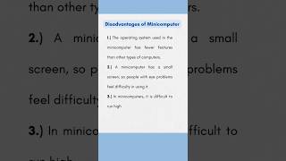 Disadvantages of Minicomputer  Computer Fundamentals [upl. by Wilde]