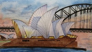 Speed Drawing Sydney Opera House  Ópera de Sídney [upl. by Nyraa]