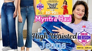 Myntra Jeans Haul l Wide leg Jeans Boot Cut Jeans l Must Have Jeans l Myntra Sale myntra jeans [upl. by Esnofla]