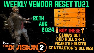 The Division 2 MUST BUYS quotGREAT WEEKLY VENDOR RESET TU21LEVEL 40quot August 20th 2024 [upl. by Winchell]