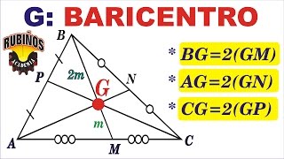 Baricentro en un triángulo  Puntos Notables Ejercicios y Problemas Resueltos Geometría Rubiños [upl. by Alik285]