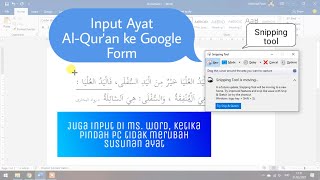 Input Ayat AlQuran Ke Google Form Juga Input di Ms Word Tanpa Merubah Susunan Ayat [upl. by Eniluqaj]