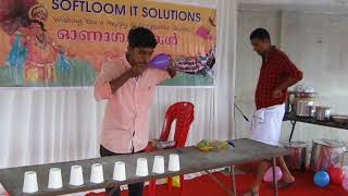 Funny Games  Balloon amp Cup Minute to Win Game  SoftLoom Onam Celebraiton [upl. by Bibby]