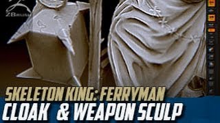 quotFerryman Setquot zBrush Sculpting  Cloak amp Weapon Sculpting  part2 [upl. by Nymrak65]