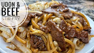 Beef And Udon Stir Fry  Simple And Tasty Udon Noodles Stir Fry Recipe [upl. by Sirovat]