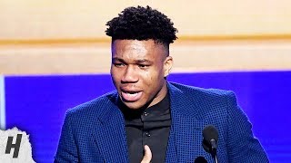 Giannis Antetokounmpo EMOTIONAL SPEECH  Most Valuable Player Award  2019 NBA Awards [upl. by Oria]