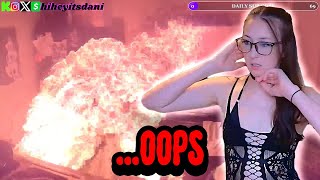 STREAMER LIGHTS KITCHEN ON FIRE  HI HEY ITS DANI [upl. by Notsuh]