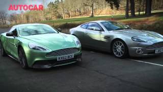 Aston Martin Vanquish meet the ancestors  autocarcouk [upl. by Buzzell]