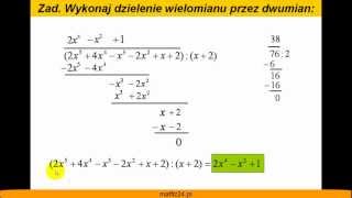 Dzielenie wielomianu przez dwumian  Zadanie  Matfiz24pl [upl. by Gardas]