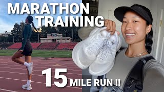 Marathon Training VLOG  15 Mile Run Track Workout  What I Eat [upl. by Berri]