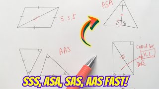 SAS SSS ASA AAS HL Triangle Congruence FAST [upl. by Sax]