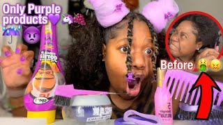 Doing my Damage Hair Only Using PURPLE hair Products [upl. by Lleynod]