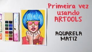 Usei a AQUARELA ARTOOLS de PASTILHA pela primeira vez  anablueartwork [upl. by Nodnrb]