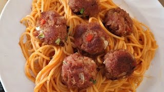 Spagetthi in Tomato Sauce with Cornbeef Meatballs Tamara Recipes [upl. by Enovahs]