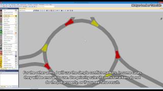 Vissim tutorial  Lesson 24  1 lane roundabout with priority rules and conflict markers [upl. by Akiwak]