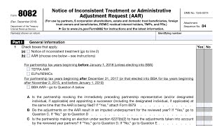 IRS Form 8082 walkthrough Notice of Inconsistent Treatment or AAR [upl. by Innep]