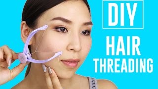 At Home DIY Hair Threading  TINA TRIES IT [upl. by Onitnerolf454]