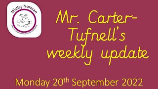 Monday 20th September  A message to all parents and carers from Mr CarterTufnell [upl. by Adyahs]