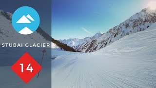 Ski route 14 Wilde Grubn  Stubai Glacier Austria  Piste View [upl. by Hiroko835]