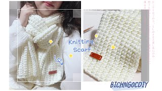 How to Knit a Scarf for Beginners  Hướng dẫn đan khăn len choàng cổ hoạ tiết  Mẫu 1 [upl. by Anneis136]