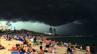 Timelapse Heavy weather incoming  Barcelona Beach Rolling Clouds [upl. by Ainoyek]