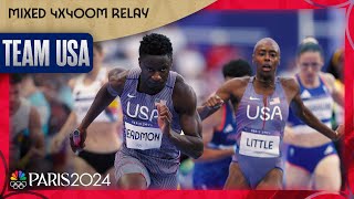 Team USA smashes WORLD RECORD by over a FULL SECOND in mixed 4x400 relay heat  Paris Olympics [upl. by Briney]