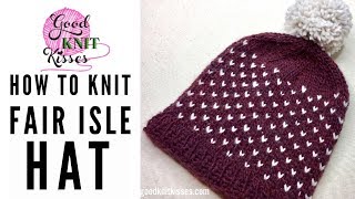 How to Knit Fair Isle  Hat CC [upl. by Nyrrad]