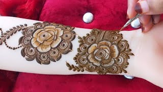 Very Beautiful Unique Floral Henna Design For Front Hand  Latest Full Hand Floral Henna Tutorial [upl. by Anaeco]