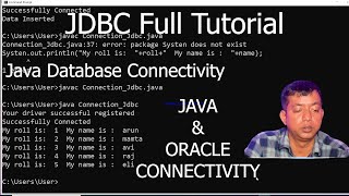 Java JDBC Program  Java Database Connectivity with Oracle  Java with Oracle Connection Steps [upl. by Jelle]