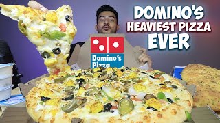 DOMINOS HEAVIEST CHEESE PIZZA EVER 🍕THE CHEESE DOMINATOR PIZZA WITH ALL TOPPINGS AVAILABLE MUKBANG [upl. by Accalia]