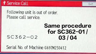 Ricoh MP C2003 2004 IM C2000 How to fix SC36201 SC36202 SC36203 or SC36204 error code [upl. by Halbert]