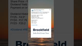 Brookfield India REIT has declared 1st interim dividend for FY25 StockMarket Dividend Shorts [upl. by Naynek473]