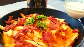 Loaded Double Fried French Fries made in Beef Tallow Delicious Crispiest Bacon Cheese Fries [upl. by Leval]