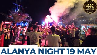 Alanya Night Street Tour  Alanya 19 May Event  Alanya City Night Walking Tour  Alanya 4K 60 FPS [upl. by Tallie210]