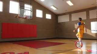 Basketball World Record Longest Basketball Bounce Shot Made While Riding a Unicycle [upl. by Ethben]