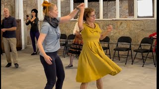 Review of Lindy Hop Basic Steps  Kati amp Miss Moonshine  Frank Hamilton School Barn Dance [upl. by Julius973]