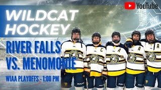 River Falls Wildcats Hockey vs Menomonie Mustangs  WIAA Sectional Final [upl. by Dream]